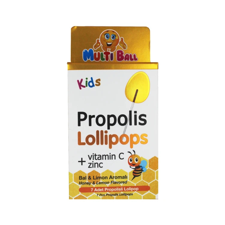 MULTIBALL Kids Proplis Lollipops Vitamin C+Zinc ( 7 piece box)