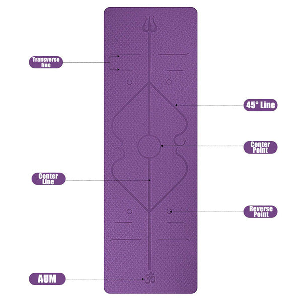 Non-Slip Yoga Mats with Position Lines